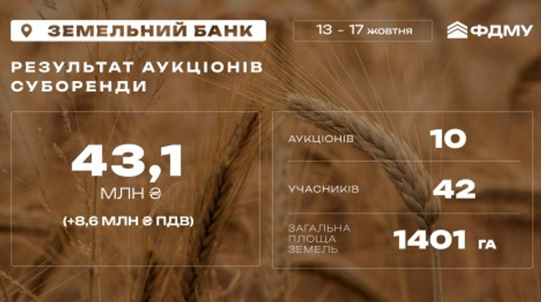 Земельний банк: вартість землі на торгах зросла у 11,4 раза