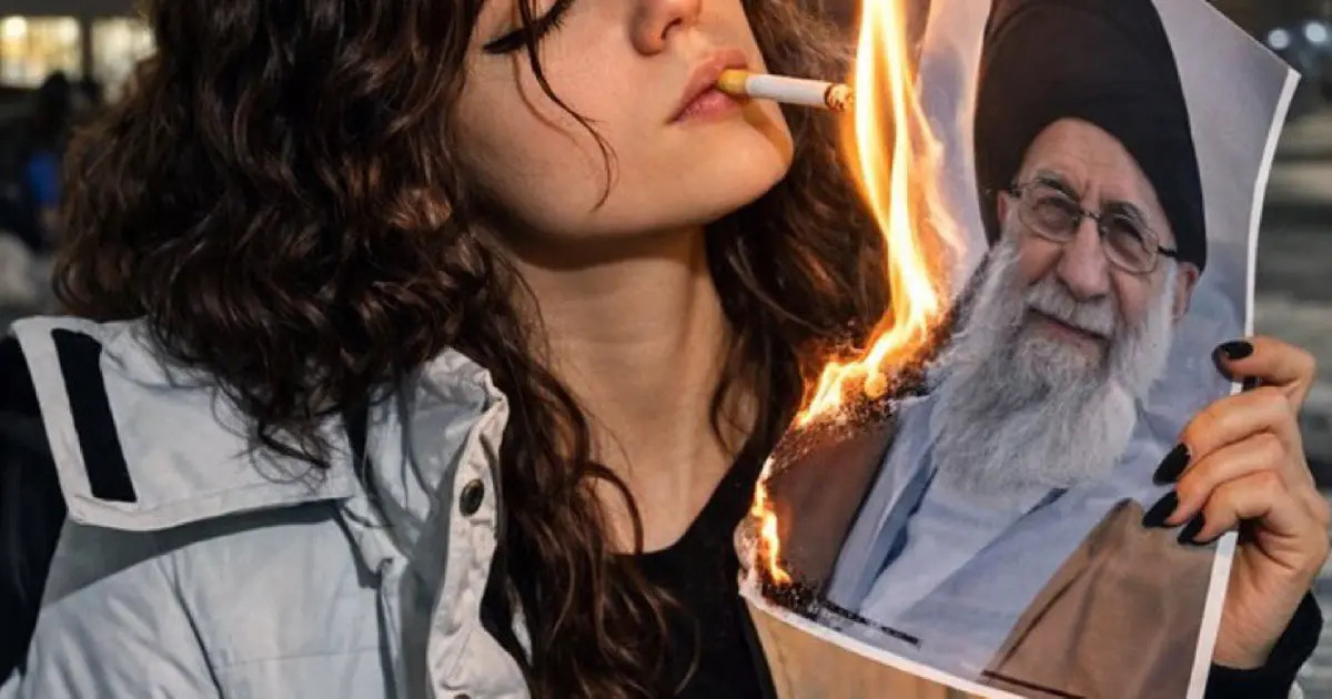 Іранські жінки влаштували флешмоб: підпалюють цигарки палаючими портретами Хаменеї