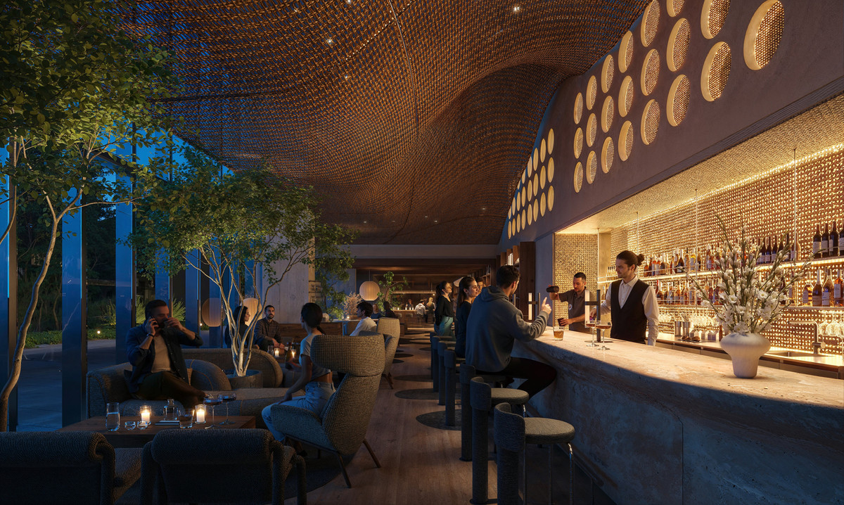 Лобби-зона первого гостиничного комплекса предусматривает различные пространства для отдыха гостей