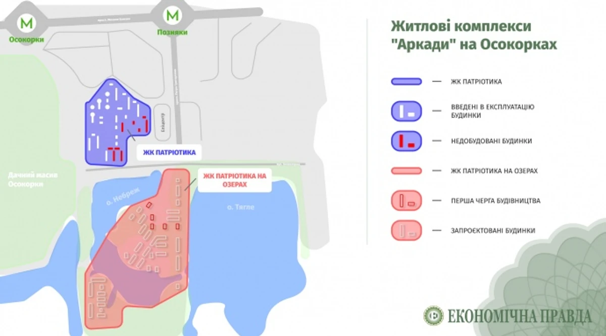 План ЖК Патріотика та Патріотика на озерах (H2O)
