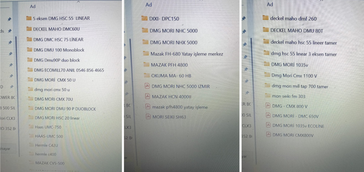 Файли з переліком наявного обладнання у турецької компанії, надіслані Білалом Іпеком