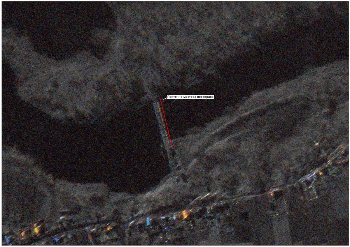 SAR-снимок российской понтонно-мостовой переправы