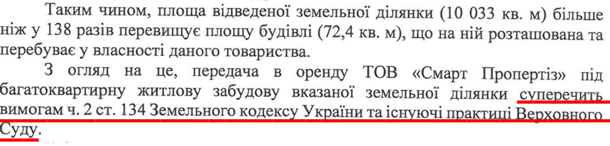 Из письма Киевской городской прокуратуры в Департамент земельных ресурсов КГГА