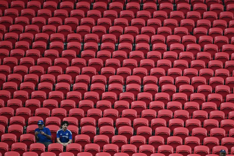 Фанати Chelsea на порожній трибуні під час матчу проти Los Angeles FC в Атланті
