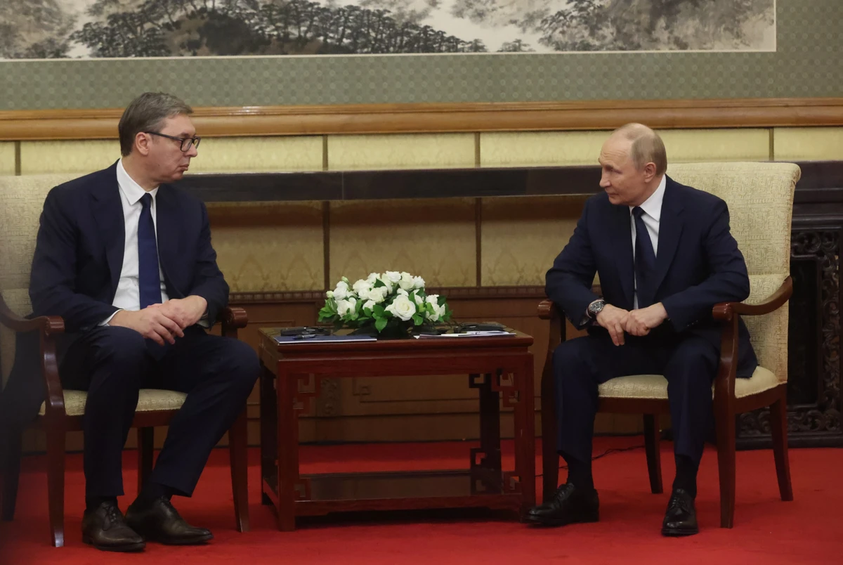 Вучич и Путин на встрече в Пекине, сентябрь 2025 года