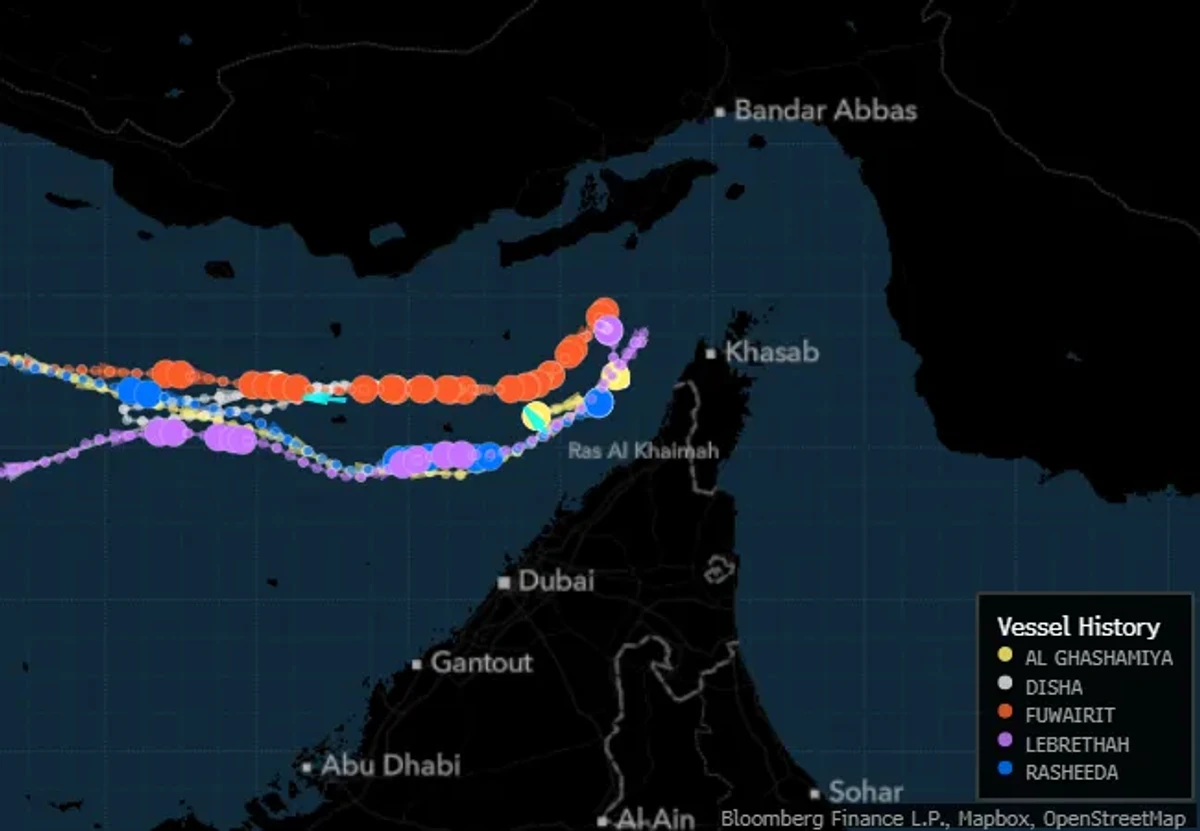 Маршрут газовых танкеров перед Ормузом
