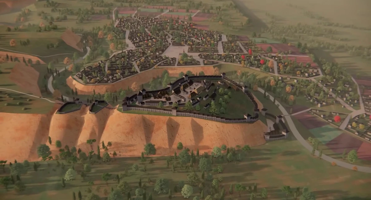 Як виглядав Пересічень. На передньому плані – городище, на задньому – посад.