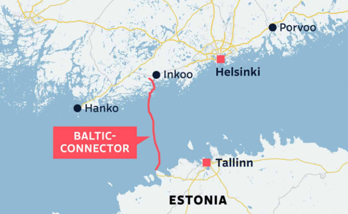 Повреждение газопровода Balticconnector, связывающего Финляндию и Эстонию, было обнаружено 7 октября