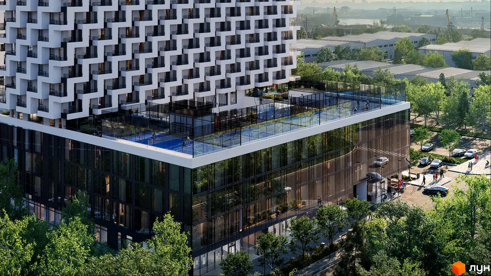 На даху ЖК Boston Creative House від BGV і SAGA Development з’являться падел-корти