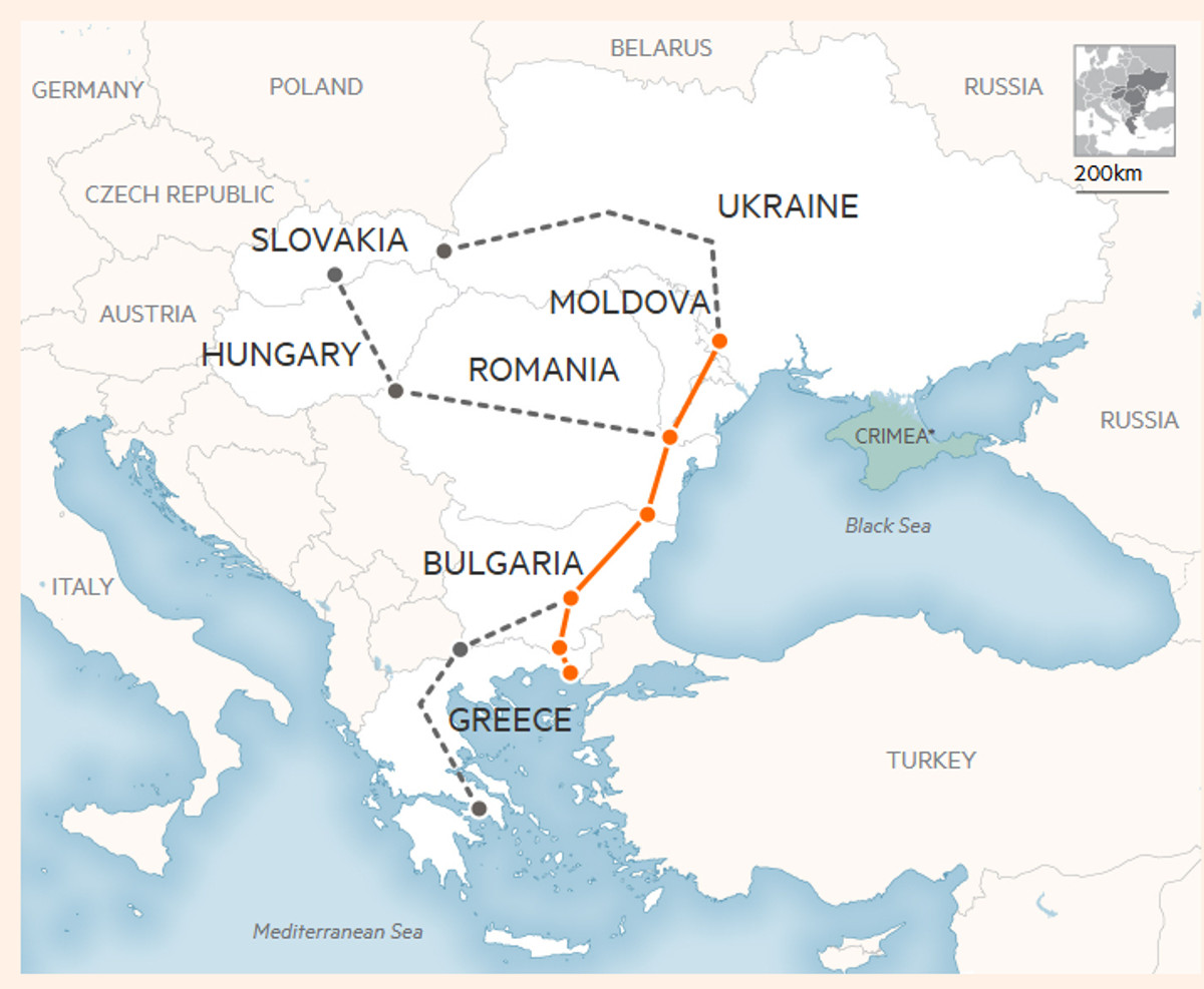 Вертикальний газовий коридор Греції, що з'єднує країну з Україною