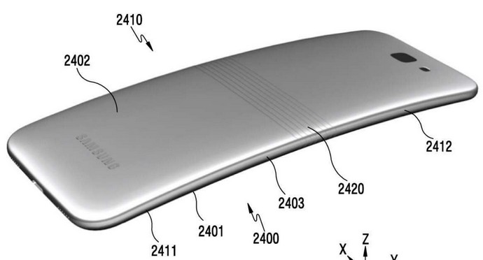 Изображение складываемого смартфона, который Samsung запатентовала в Южной Корее