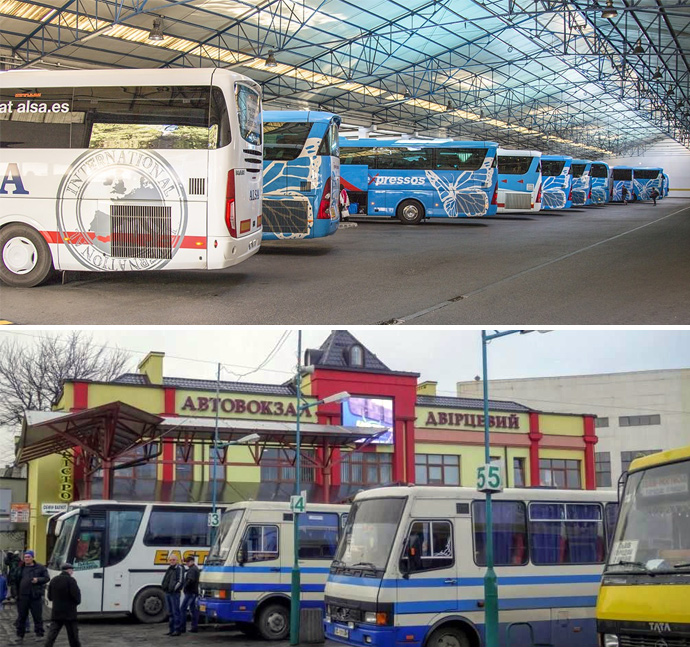 Так виглядає рухомий склад автостанцій Лісабону (Португалія) та Львову.