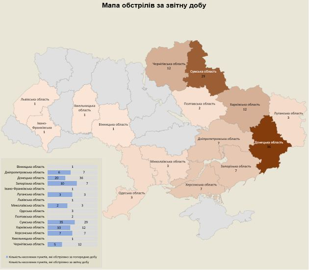 Мапа обстрілів за добу